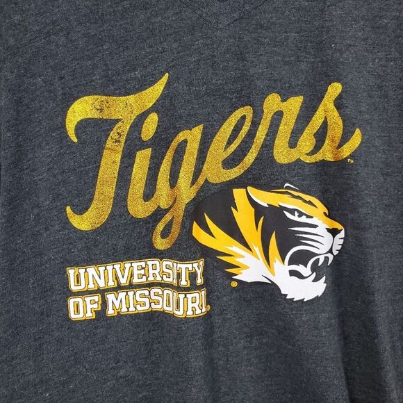 Mizzou Tigers V-neck Tee Shirt Gray Size Medium - Picture 6 of 7